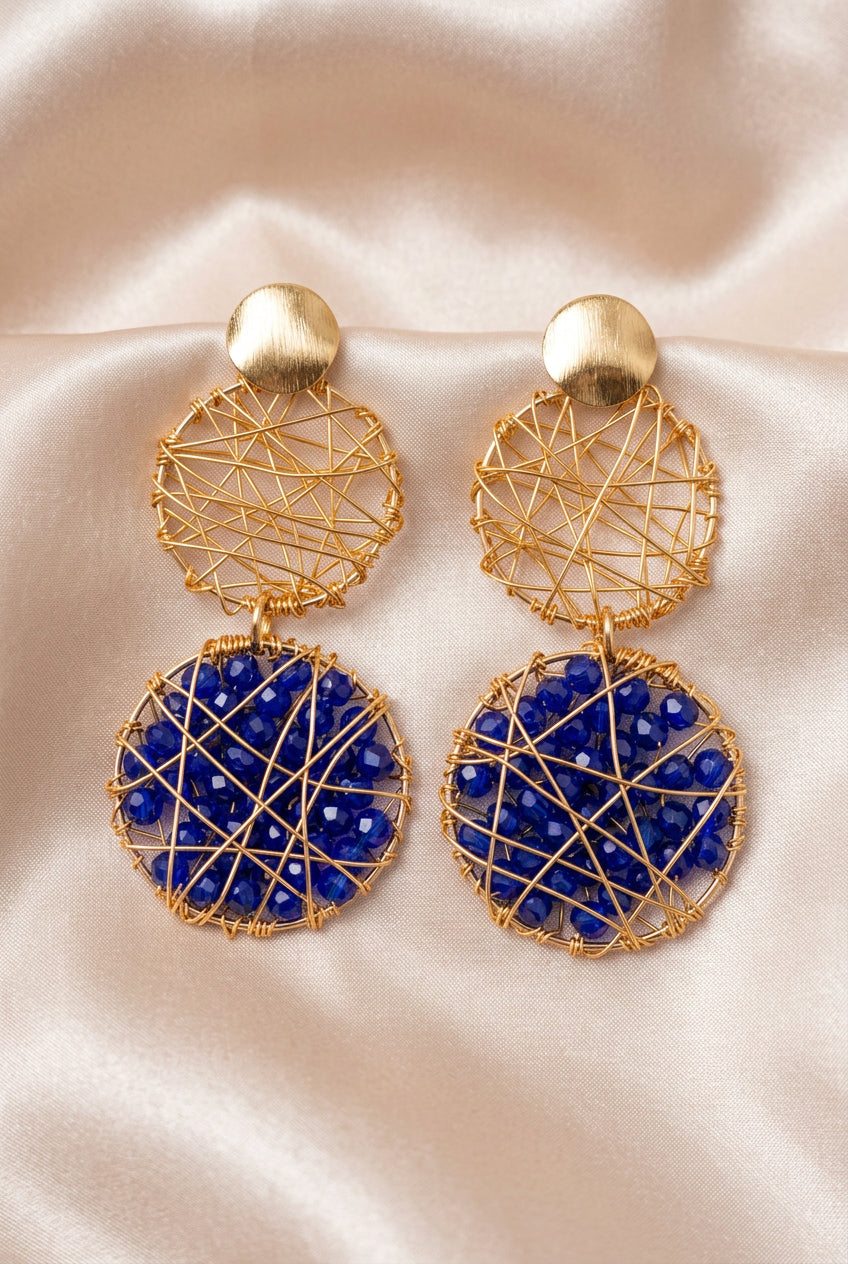 Aretes Largos Tejidos en Alambrismo