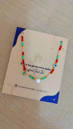 Choker corazón de murano mate corredizo multicolor vista frontal