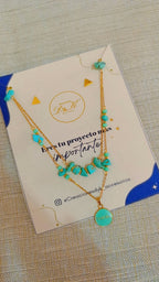 Collar doble murano turquesa con estrellas
