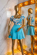 Falda de Pliegues en Dril Stretch