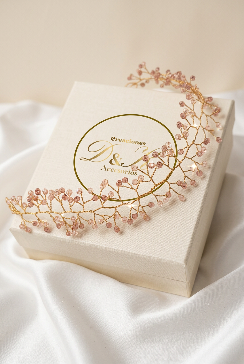 Tiara con caja D&K crema y logo oficial